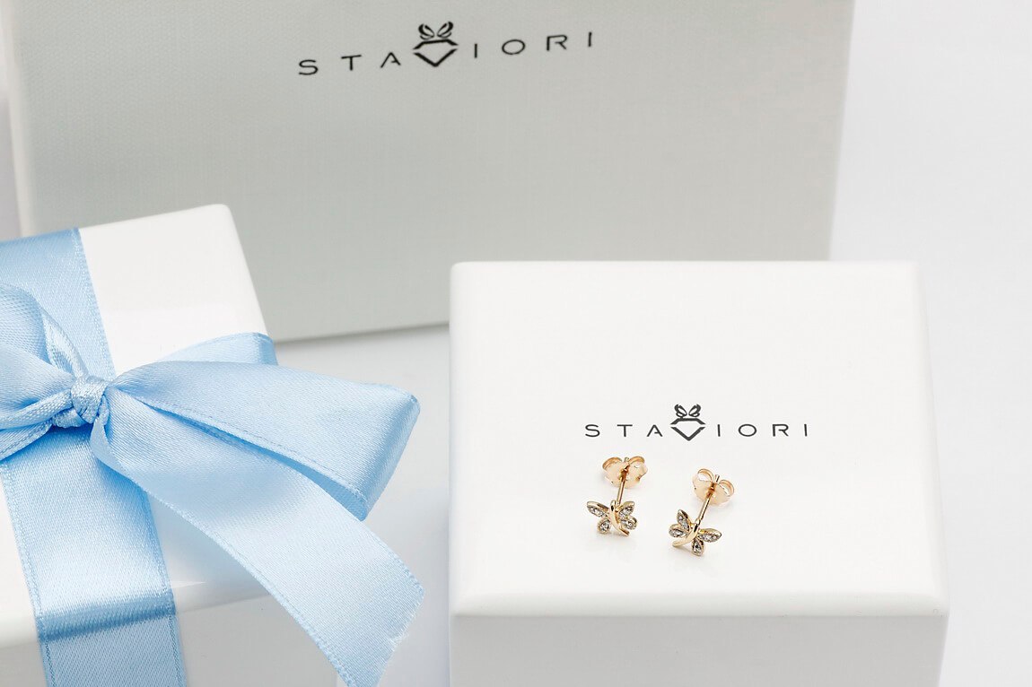 Złote kolczyki KXD1897 - Diament